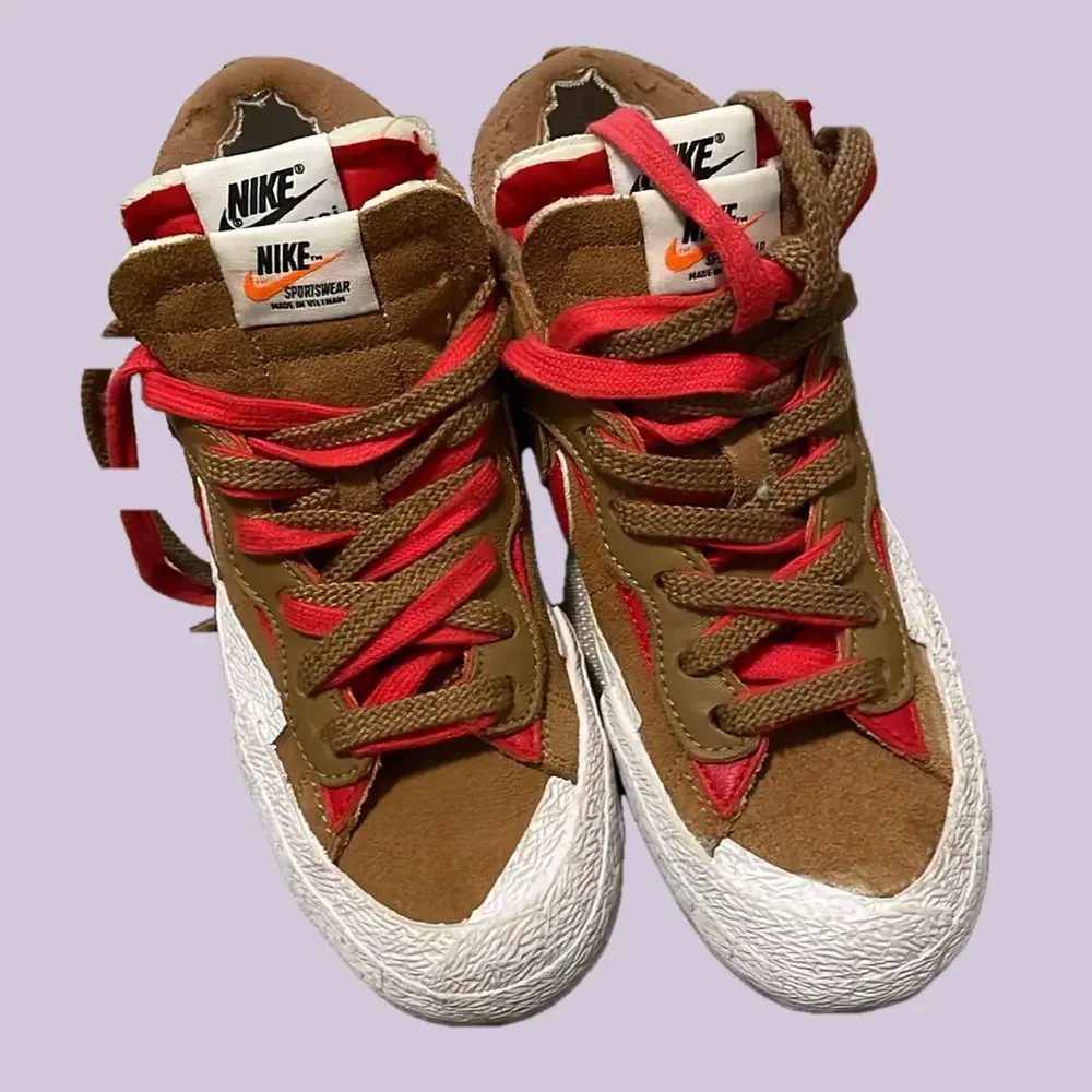 Nike Sacai Blazer Sneakers Men Size 5 LowRider Brown Red - Picture 6 of 11